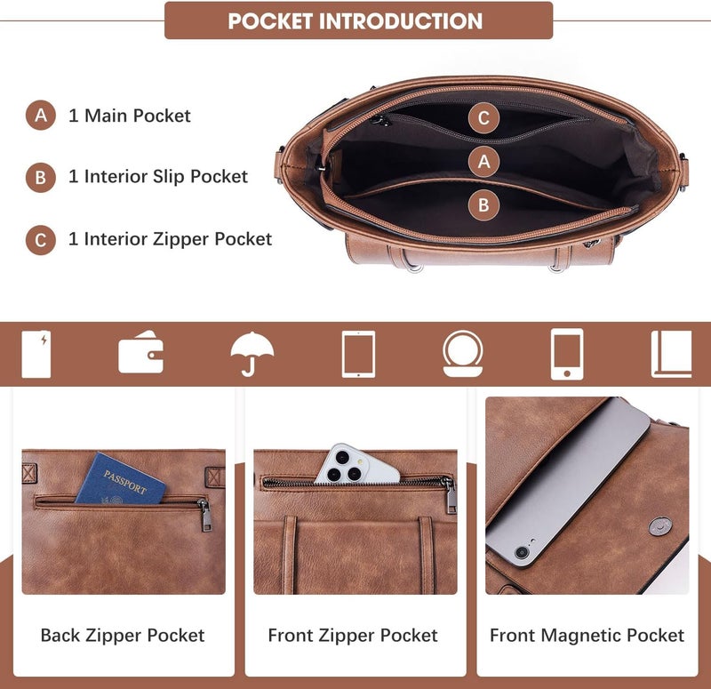 Roulens Crossbody Bags for Women,Multi Pocket Crossbody Purses Vegan Leather Shoulder Handbags Travel Purse Adjustable Strap - Image 3
